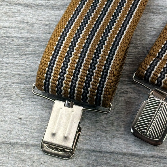 Unbranded X Back Clip Down Suspenders Braces Striped 2” Work Wear Adjustable - Picture 10 of 14